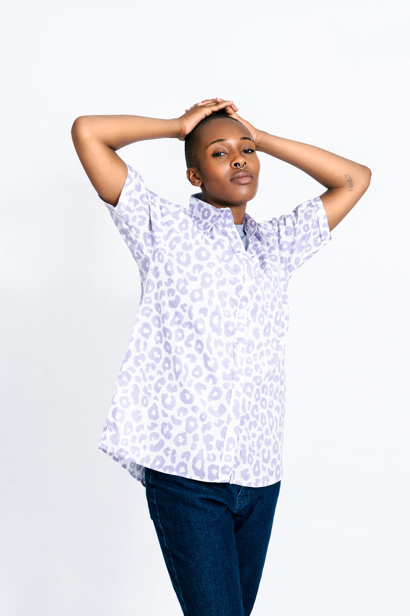 Printed Short Sleeve Button Down Shirt