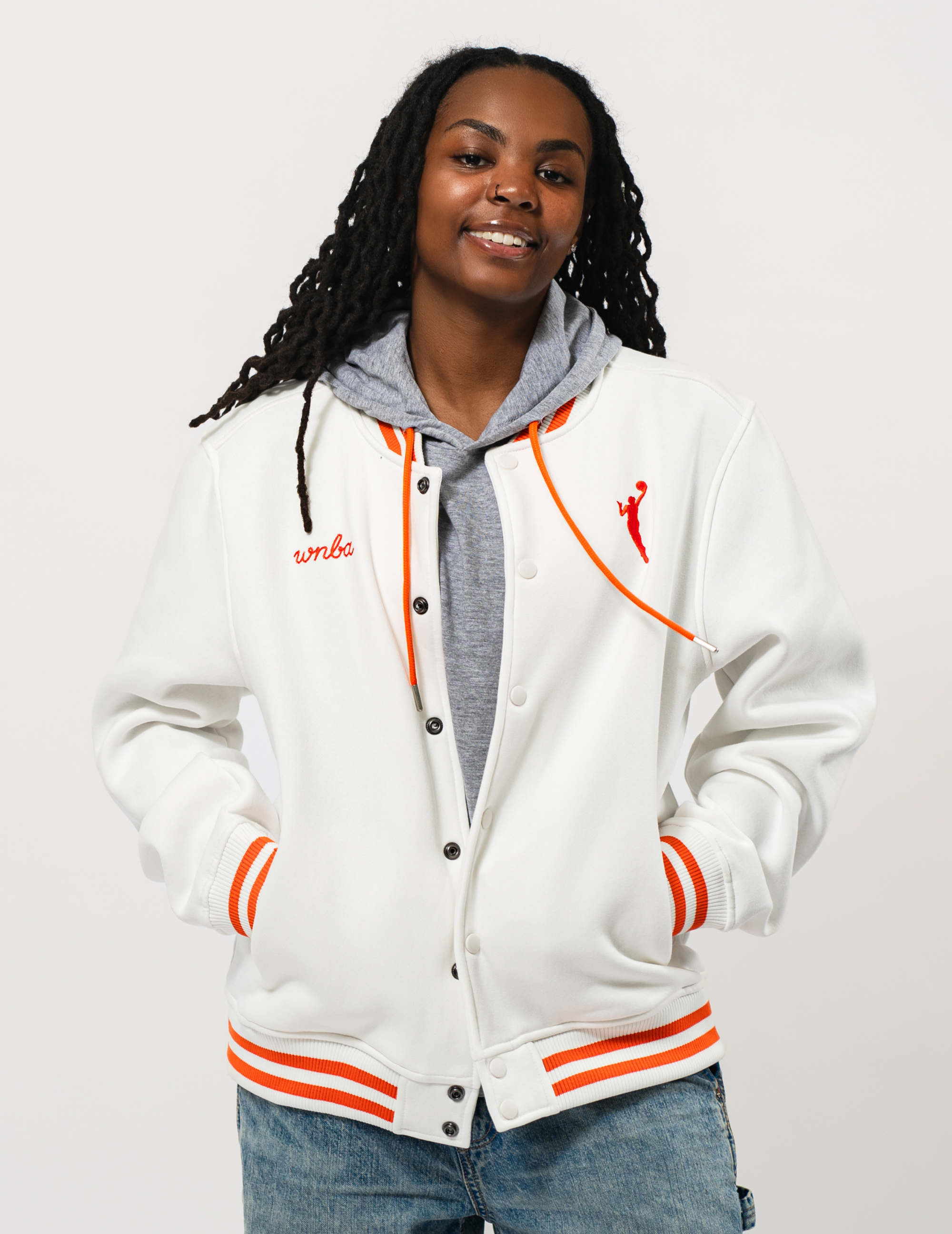 WNBA White Varsity Jacket
