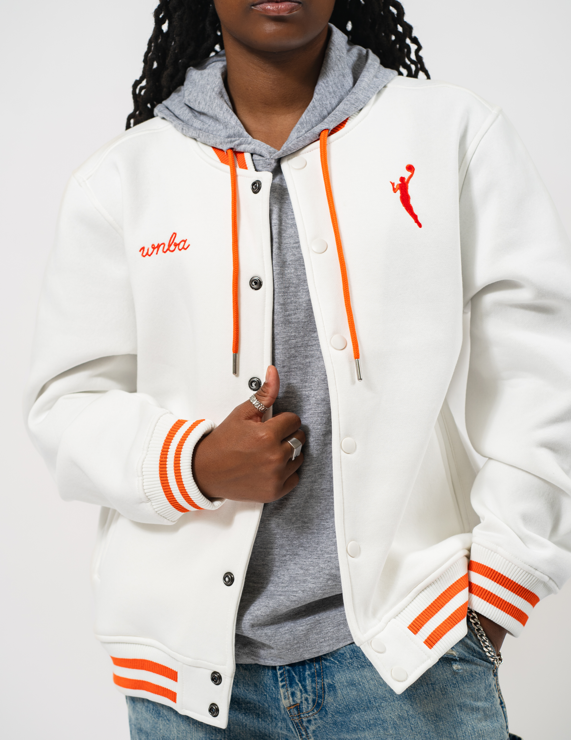 WNBA White Varsity Jacket